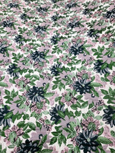 Load image into Gallery viewer, Fabric By The Yard Green Leaves Blush Mauve Floral Brocade Chenille Upholstery
