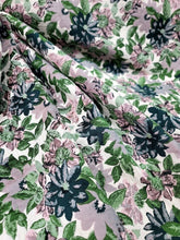 Load image into Gallery viewer, Fabric By The Yard Green Leaves Blush Mauve Floral Brocade Chenille Upholstery
