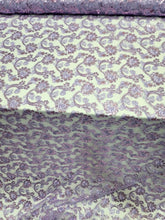 Load image into Gallery viewer, Lavender Lace Floral Flowers Sequins Embroidered Fabric Sold By Yard Prom Dress
