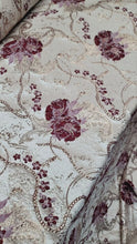 Load image into Gallery viewer, Fabric Sold By The Yard Burgundy Mauve Floral Brocade Beige Background Fabric
