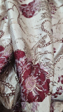 Load image into Gallery viewer, Fabric Sold By The Yard Burgundy Mauve Floral Brocade Beige Background Fabric
