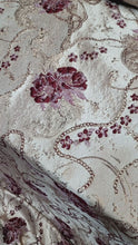 Load image into Gallery viewer, Fabric Sold By The Yard Burgundy Mauve Floral Brocade Beige Background Fabric
