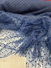 Load image into Gallery viewer, Navy Blue Tulle Black Velvet Polka-dot Fabric Sold By The Yard For Dress
