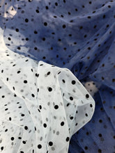 Load image into Gallery viewer, Navy Blue Tulle Black Velvet Polka-dot Fabric Sold By The Yard For Dress
