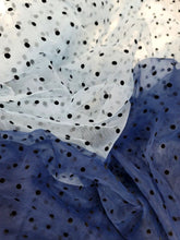 Load image into Gallery viewer, Navy Blue Tulle Black Velvet Polka-dot Fabric Sold By The Yard For Dress
