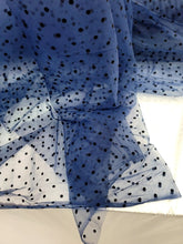 Load image into Gallery viewer, Navy Blue Tulle Black Velvet Polka-dot Fabric Sold By The Yard For Dress
