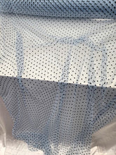 Load image into Gallery viewer, Black Velvet Polka-dot On SKY BLUE Tulle Mesh Fabric Sold By The Yard For Dress
