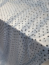 Load image into Gallery viewer, Black Velvet Polka-dot On SKY BLUE Tulle Mesh Fabric Sold By The Yard For Dress
