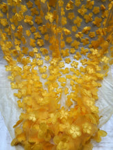 Load image into Gallery viewer, Yellow 3D Floral Embroidery Lace Fabric Sold By The Yard 3d Butterflies Prom
