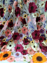 Load image into Gallery viewer, Lace Multicolor Embroidery 3d Floral Flowers Fabric By The Yard White Mesh Dress
