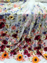 Load image into Gallery viewer, Lace Multicolor Embroidery 3d Floral Flowers Fabric By The Yard White Mesh Dress
