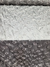 Load image into Gallery viewer, Gray Soft Silky Poly Chiffon Fabric By The Yard - Sheer Clear Sequin Embroidery
