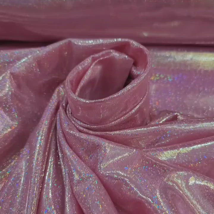 Pink Sparkly Hologram Glossy Fabric By The Yard Stretch