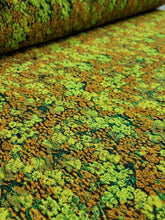 Load image into Gallery viewer, Fabric Sold By The Yard Brocade Jacquard Textured Floral Flowers Green Orange
