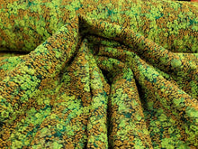 Load image into Gallery viewer, Fabric Sold By The Yard Brocade Jacquard Textured Floral Flowers Green Orange
