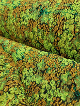 Load image into Gallery viewer, Fabric Sold By The Yard Brocade Jacquard Textured Floral Flowers Green Orange
