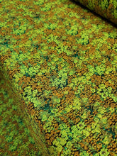 Load image into Gallery viewer, Fabric Sold By The Yard Brocade Jacquard Textured Floral Flowers Green Orange
