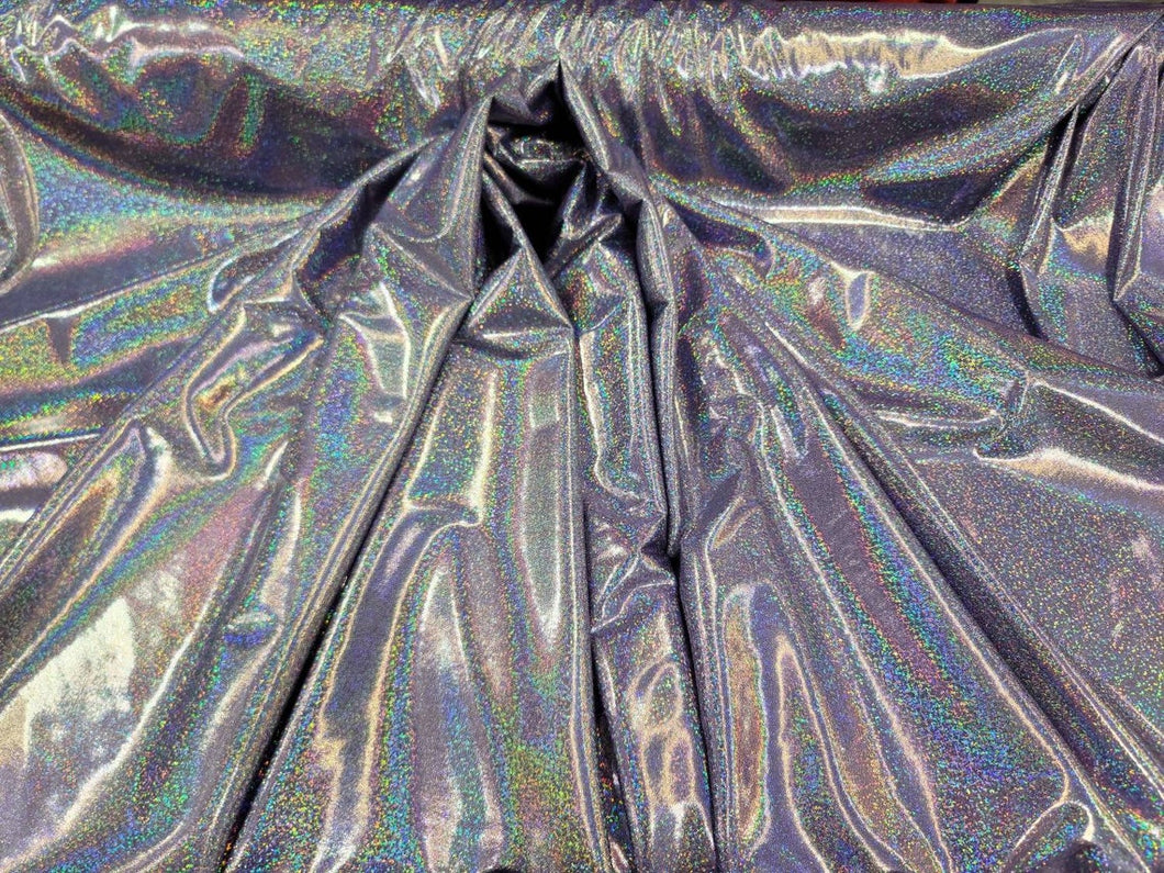 Fabric Sold By The Yard Purple Sparkly Iridescent Hologram Stretch Clothing Decoration Custom Dancer Dress