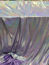Load image into Gallery viewer, Fabric Sold By The Yard Purple Sparkly Iridescent Hologram Stretch Clothing Decoration Custom Dancer Dress
