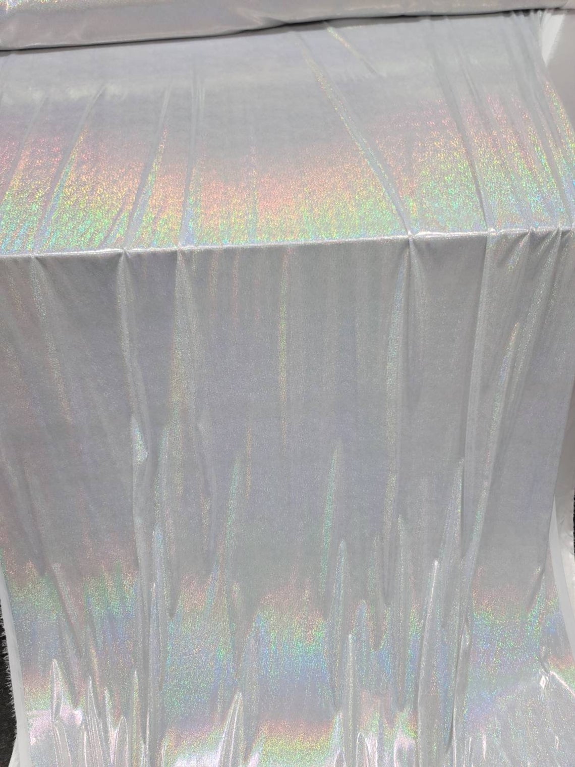 Silver Cosplay Holographic Stretch Patent Vinyl Spandex Fabric