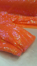 Load image into Gallery viewer, Fabric By The Yard Orange Iridescent Sequin Neon Mini Sequin Holographic
