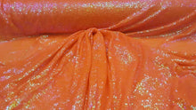 Load image into Gallery viewer, Fabric By The Yard Orange Iridescent Sequin Neon Mini Sequin Holographic
