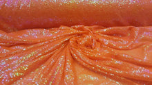 Load image into Gallery viewer, Fabric By The Yard Orange Iridescent Sequin Neon Mini Sequin Holographic
