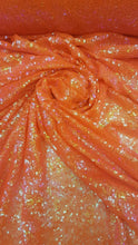 Load image into Gallery viewer, Fabric By The Yard Orange Iridescent Sequin Neon Mini Sequin Holographic
