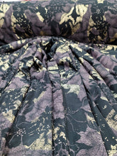 Load image into Gallery viewer, Fabric Sold By The Yard Black Spandex Floral Flowers Mauve Gold Metallic Stretch Fabric For Dress Draping Clothing Backdrop Telas
