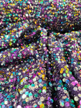 Load image into Gallery viewer, Fabric Sold By The Yard Purple Polyester Spandex Multicolor Sequin Embroidery On Stretch Luxury Fashion New Fabric Telas Para Costura
