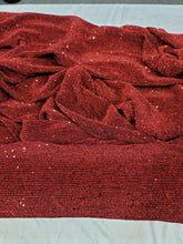 Load image into Gallery viewer, Fabric By The Yard Burgundy Pleated Lane Stretch Sequin Embroidery For Dress Clothing Draping Decoration Background
