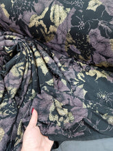 Load image into Gallery viewer, Fabric Sold By The Yard Black Spandex Floral Flowers Mauve Gold Metallic Stretch Fabric For Dress Draping Clothing Backdrop Telas
