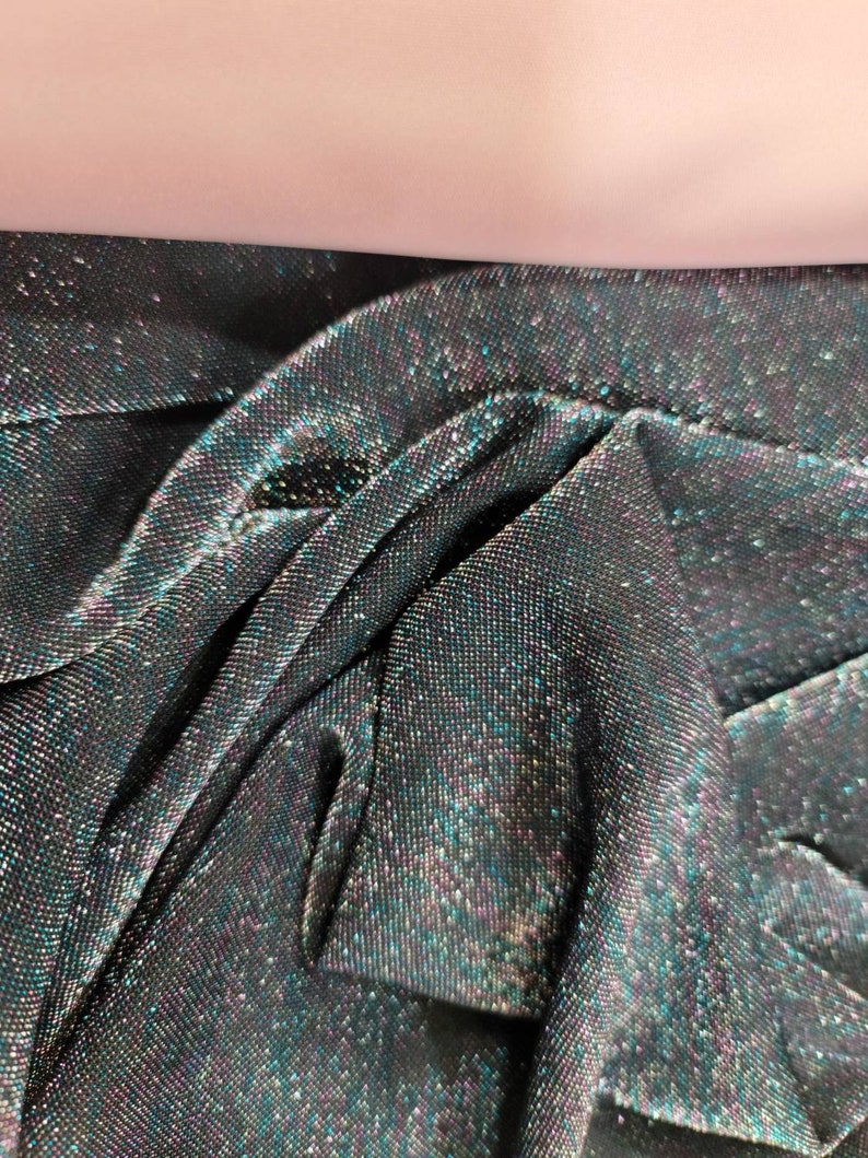 Fabric Sold by the Yard Black Spandex Shimmer Teal Pink Metallic Moon light Fashion Fabric For Stretch Dress Clothing Draping