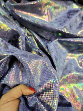 Load image into Gallery viewer, Lavender Iridescent Textured Fabric By The Yard Hologram Geometric Stretch On The Width
