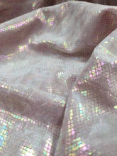 Load image into Gallery viewer, Fabric Sold by The Yard Pink Iridescent Geometric Pattern Square Fashion Fabric Hologram Clothing Crafts
