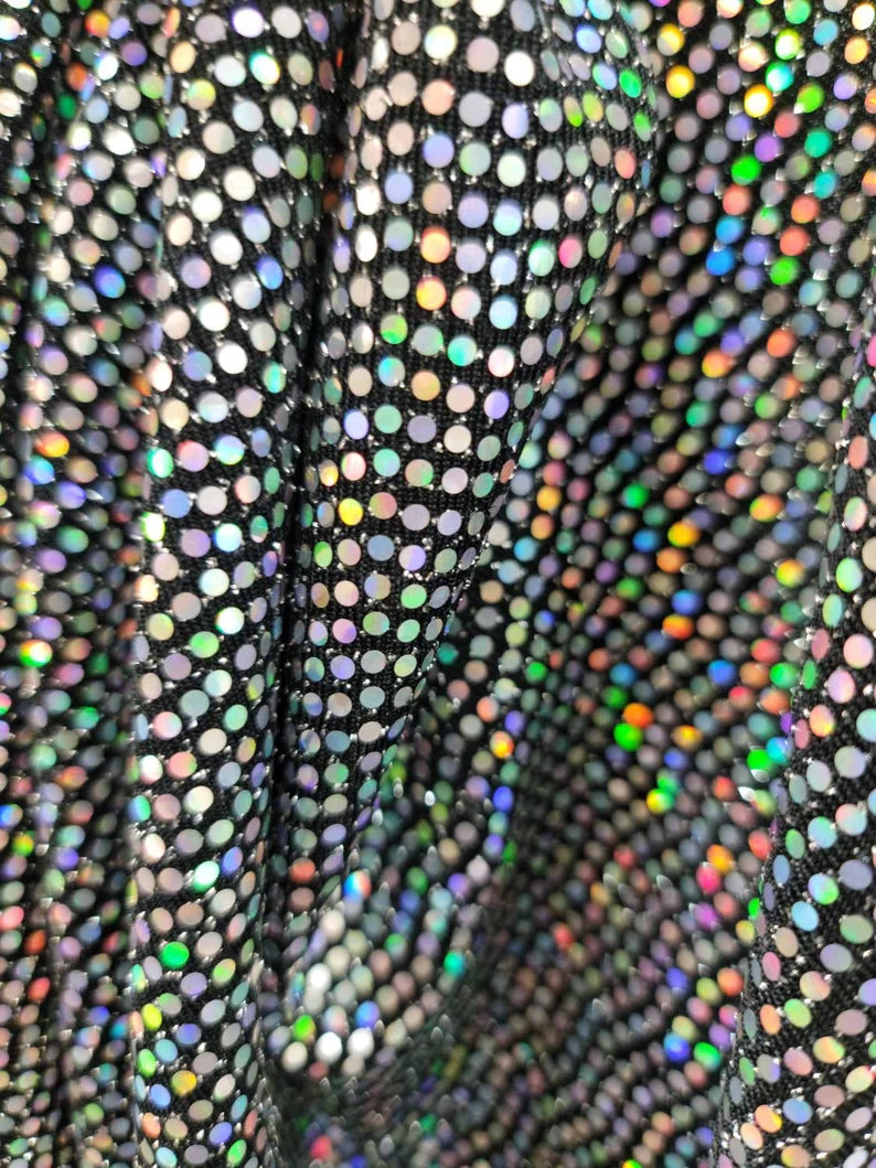 Cali Fabrics Rainbow Holographic Jumbo Pailette Sequin Fabric Fabric by the  Yard