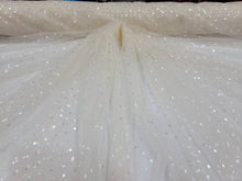 Load image into Gallery viewer, Fabric Sold By The Yard Off White Mesh Organza Iridescent Polka-dot Fabric Prom Bridal Evening Dress Quinceañera Gown Silky Smooth
