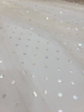 Load image into Gallery viewer, Fabric Sold By The Yard Off White Mesh Organza Iridescent Polka-dot Fabric Prom Bridal Evening Dress Quinceañera Gown Silky Smooth
