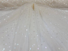 Load image into Gallery viewer, Fabric Sold By The Yard Off White Mesh Organza Iridescent Polka-dot Fabric Prom Bridal Evening Dress Quinceañera Gown Silky Smooth
