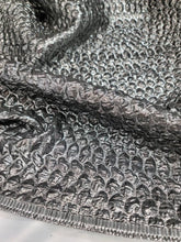 Load image into Gallery viewer, Fabric Sold By The Yard Textured Embossed Jacquard Brocade Liquid Metallic Dark Silver Geometric Fashion Fabric Gun Metal
