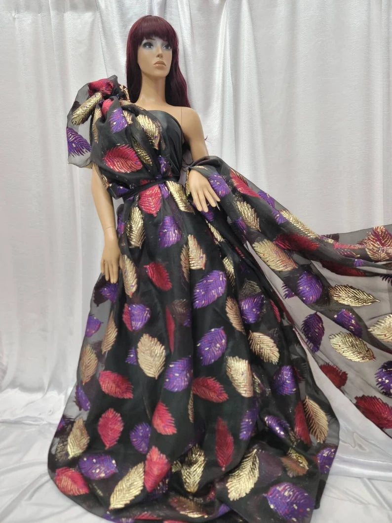 Purple And Golden Jaipuri Brocade Fabric Ladies Elegant Party Gown at Rs  500 in Delhi