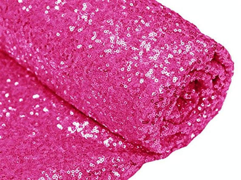 Fuchsia-Sequin Fabric-by The Yard, Sequin Fabric, Perfect For Linens, Tablecloth, Table Runner, Table Overlay, Sequin