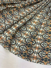 Load image into Gallery viewer, Rayon with White Background &amp;orange and blue paisleys Print Fabric by the yard India inspired soft flowy organic kids dress draping clothing
