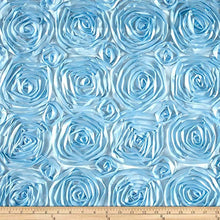 Load image into Gallery viewer, Wedding Rosette Satin Baby Blue Fabric by the Yard Roses Satin Decoration Draping Table Cloths Clothing Dancer Fabric
