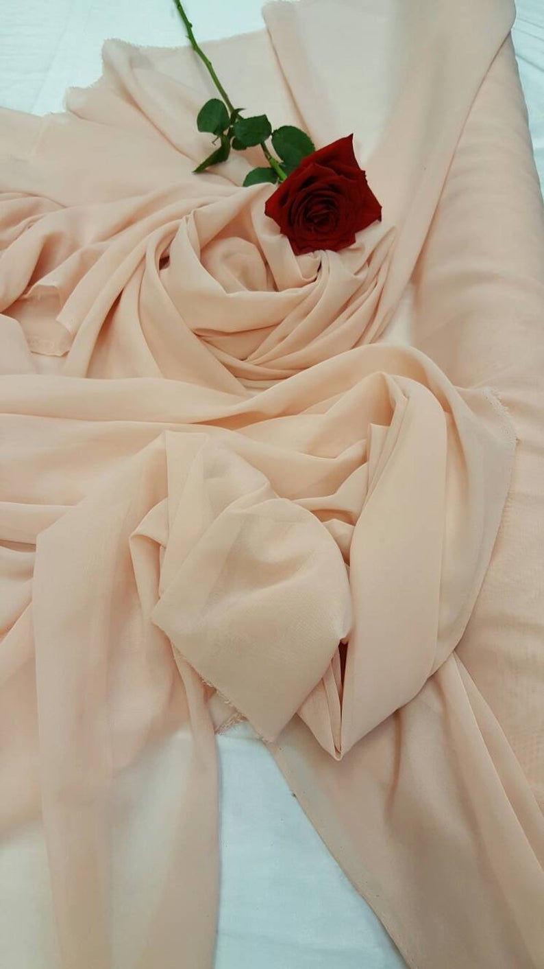 Blush Chiffon Sheer Soft Fabric Sold by the Yard Gown Quinceañera Bridal Evening Dress Flowy Fashion Fabric