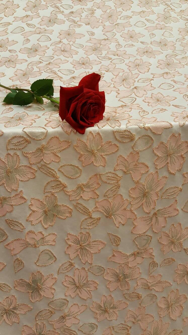 Fabric Sold by TheYard Rose Gold Brocade Floral Flowers Fashion Jacquard Quinceañera Dress Bridal Evening Gown Prom Party Gorgeous Fabric