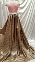 Load image into Gallery viewer, Fabric Sold by The Yard Gold Brocade on Champagne Gold Satin Light Weight Bridal Evening Dress Prom Gown Quinceañera Fashion Metallic Brocad
