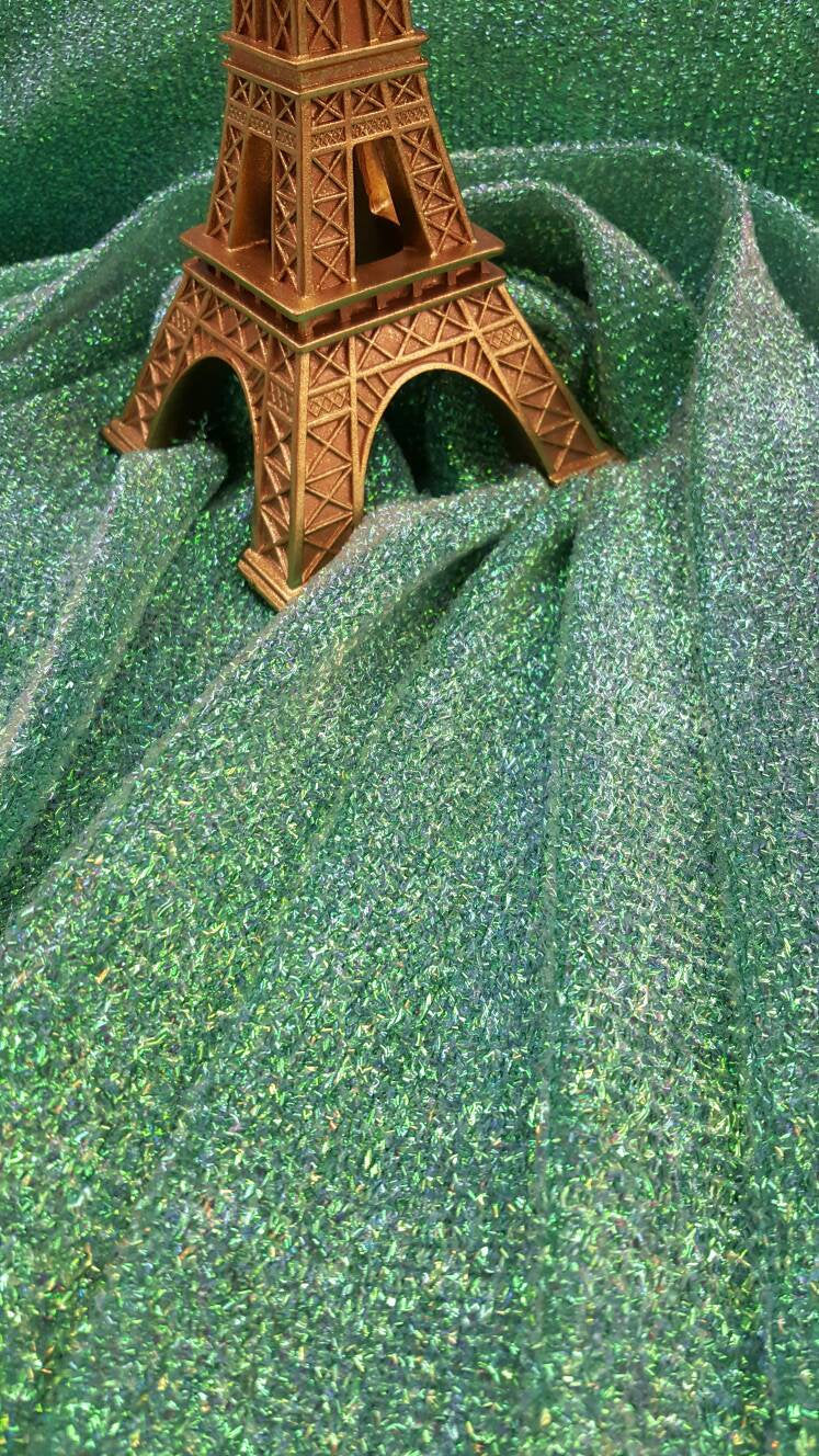 Fabric By The Yard Green Sponge Iridescent Mylar