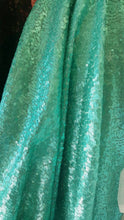 Load image into Gallery viewer, Aqua Green Sequin Fabric, By The Yard, Sequin Fabric, Perfect For Tablecloth, Linen, Sequin Tablecloth, Table Runner Fashion Glitz Sequin
