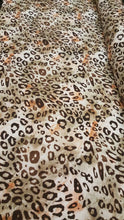 Load image into Gallery viewer, Rayon challis Brown Beige Orange Cheetah Pattern Fabric By The Yard Soft flowy organic kids Dress  Decoration Clothing Draping
